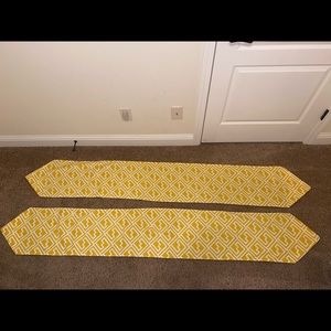 2 Yellow and White Table Runners